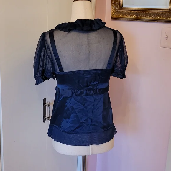 MARC JACOBS navy silk blouse - Picture 4 of 7